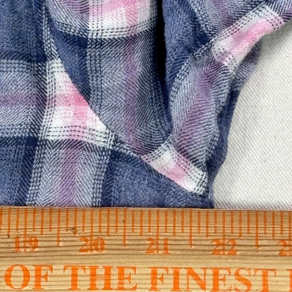 Rails Indigo Berry Plaid Rayon Pajama Top Blue Pink Button Down Shirt Medium